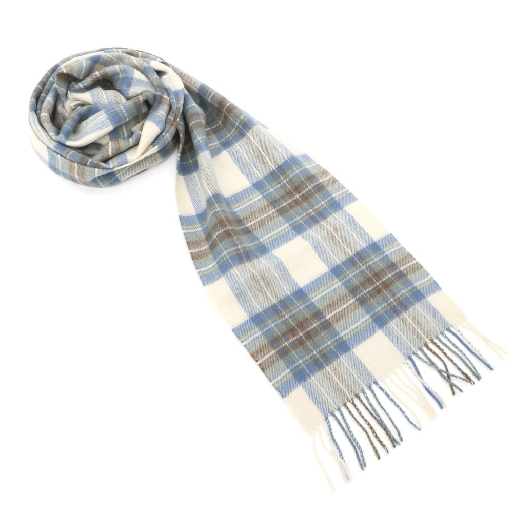 [Used] Glen Prince Cashmere Check Fringe Scarf Beige x Blue [BEI] [A/W] [Condition Rank B] ​​[Unisex] [768796]