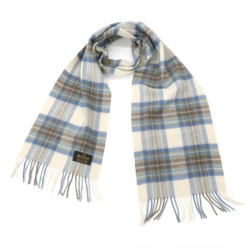 [Used] Glen Prince Cashmere Check Fringe Scarf Beige x Blue [BEI] [A/W] [Condition Rank B] ​​[Unisex] [768796]