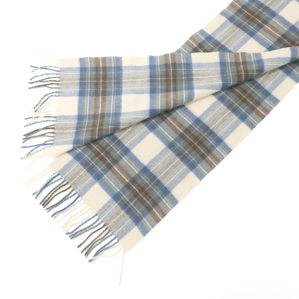 [Used] Glen Prince Cashmere Check Fringe Scarf Beige x Blue [BEI] [A/W] [Condition Rank B] ​​[Unisex] [768796]