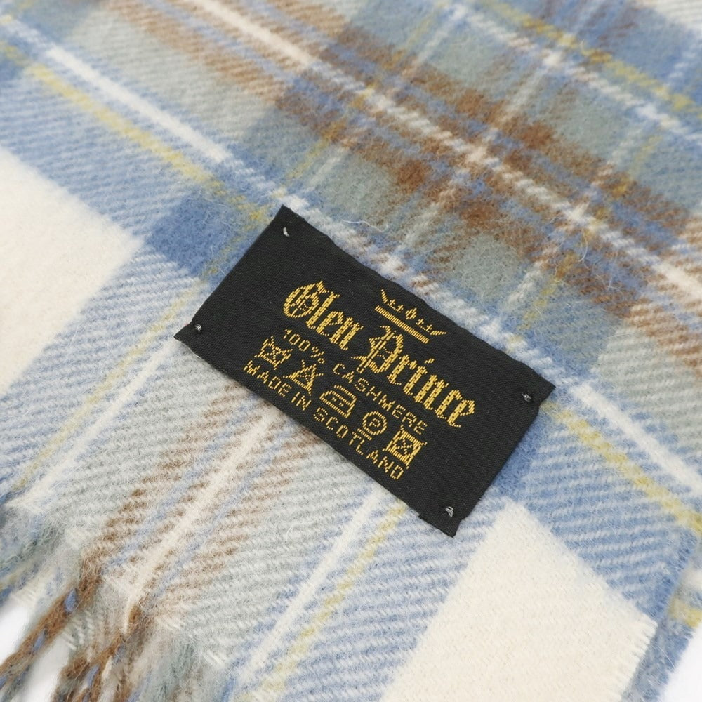 [Used] Glen Prince Cashmere Check Fringe Scarf Beige x Blue [BEI] [A/W] [Condition Rank B] ​​[Unisex] [768796]