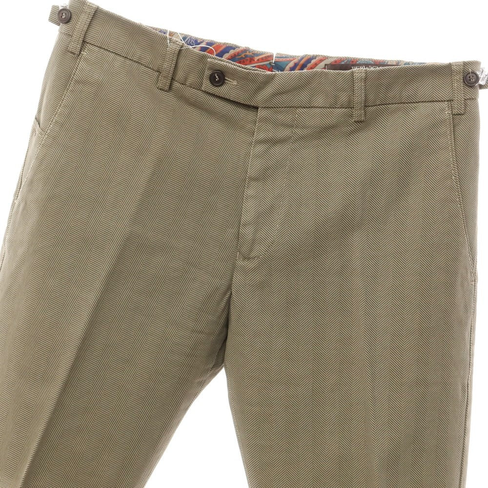 [Used] BERWICH Cotton Herringbone Casual Slacks Pants Olive x Light Gray [48] [Condition Rank B] [Men&