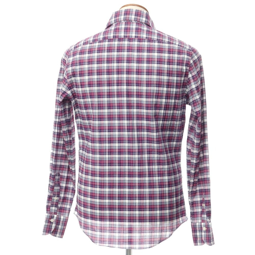 [Used] Finamore Cotton Check Horizontal Collar Casual Shirt Purple x Gray x White [Size 39] [PUP] [S/S] [Condition Rank C] [Men&