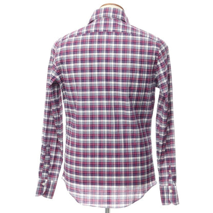[Used] Finamore Cotton Check Horizontal Collar Casual Shirt Purple x Gray x White [Size 39] [PUP] [S/S] [Condition Rank C] [Men&