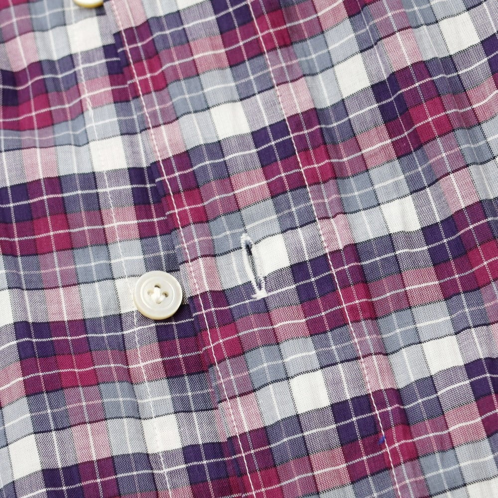 [Used] Finamore Cotton Check Horizontal Collar Casual Shirt Purple x Gray x White [Size 39] [PUP] [S/S] [Condition Rank C] [Men&