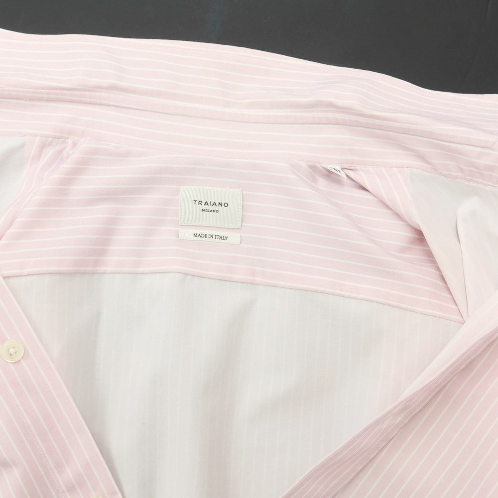 [Used] TRAIANO nylon polyester striped casual shirt, pink x white [Size 37] [PNK] [S/S/A/W] [Condition Rank C] [Men&