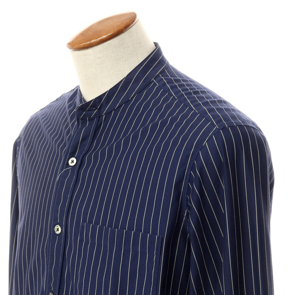 [Used] ESTNATION Cotton polyester striped band collar casual shirt, navy x light yellow [Size M] [NVY] [S/S/A/W] [Condition rank B] ​​[Men&