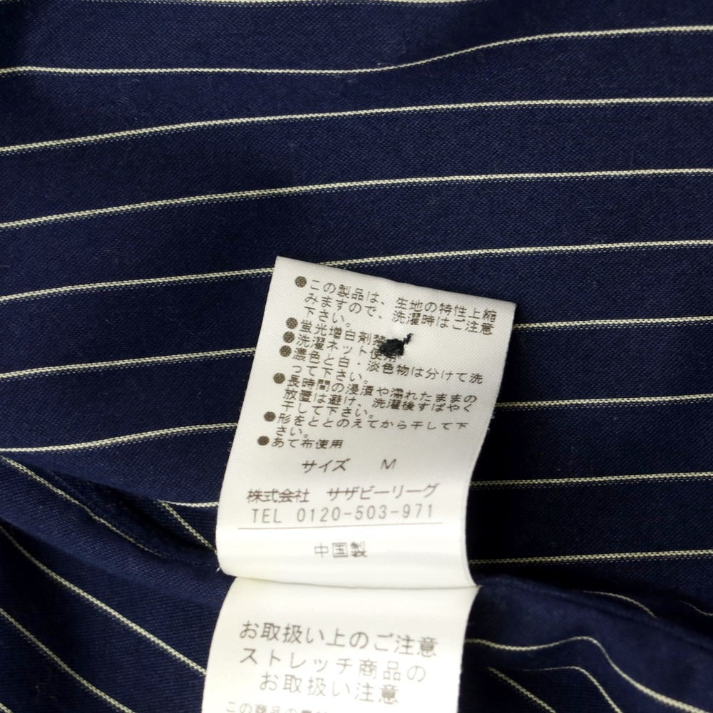 [Used] ESTNATION Cotton polyester striped band collar casual shirt, navy x light yellow [Size M] [NVY] [S/S/A/W] [Condition rank B] ​​[Men&