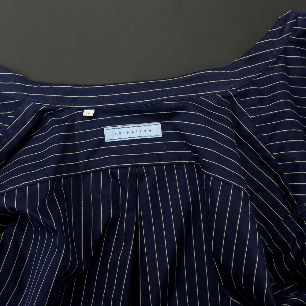 [Used] ESTNATION Cotton polyester striped band collar casual shirt, navy x light yellow [Size M] [NVY] [S/S/A/W] [Condition rank B] ​​[Men&