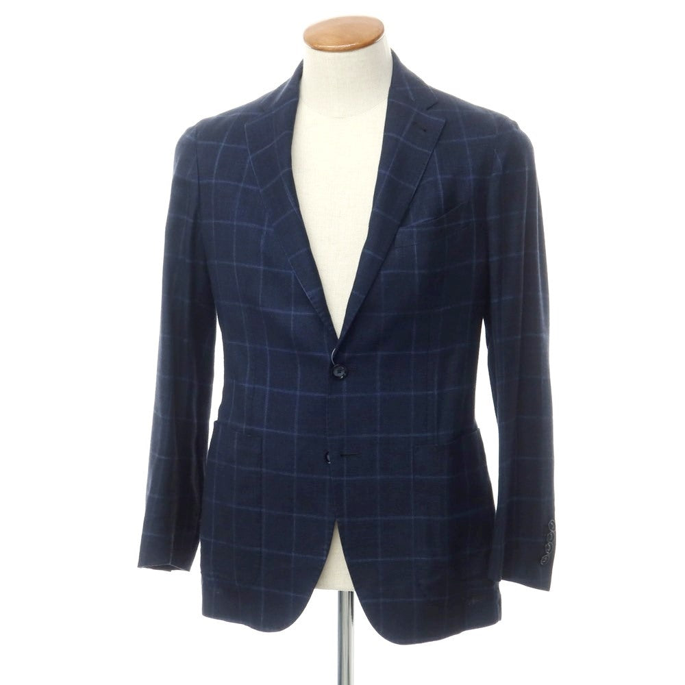 [Used] TAGLIATORE Rayon Check Tailored Jacket Navy [46] [Condition Rank B] [Men&