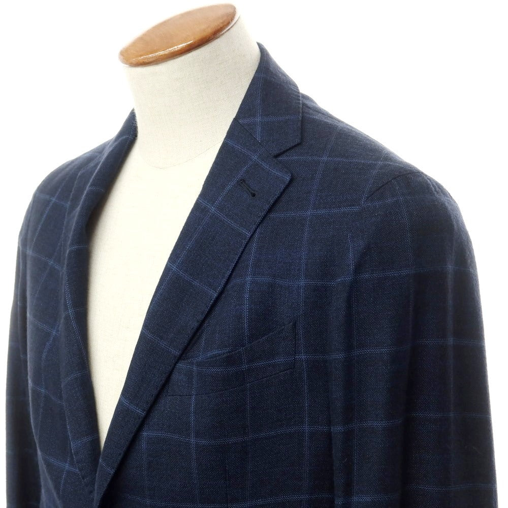 [Used] TAGLIATORE Rayon Check Tailored Jacket Navy [46] [Condition Rank B] [Men&