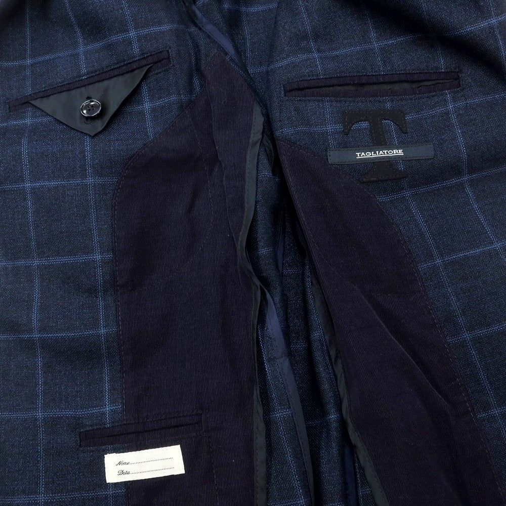 [Used] TAGLIATORE Rayon Check Tailored Jacket Navy [46] [Condition Rank B] [Men&