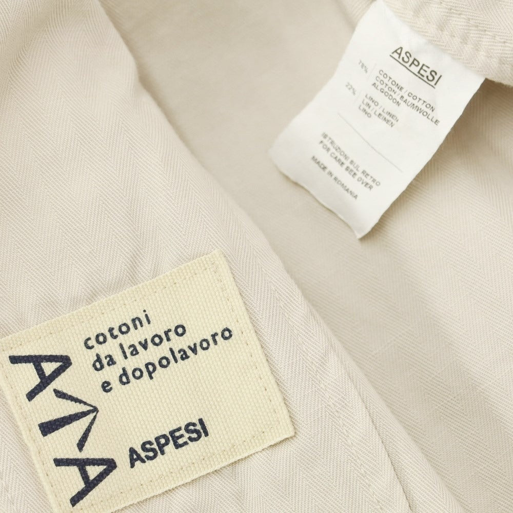 アスペジ ASPESI コットンリネン ワークジャケット ライトベージュサイズS Used] ASPESI Cotton Linen Work Jacket Light Beige [S