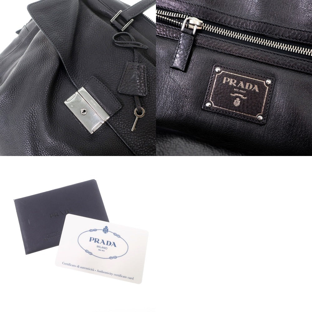 [Used] PRADA Full Leather Briefcase Black [Condition Rank C] [Men&