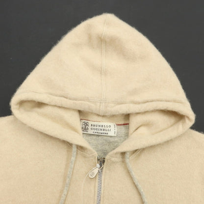 [Used] Brunello Cucinelli Cashmere knit zip-up hoodie, light beige [Size 46] [BEI] [A/W] [Condition Rank C] [Men&