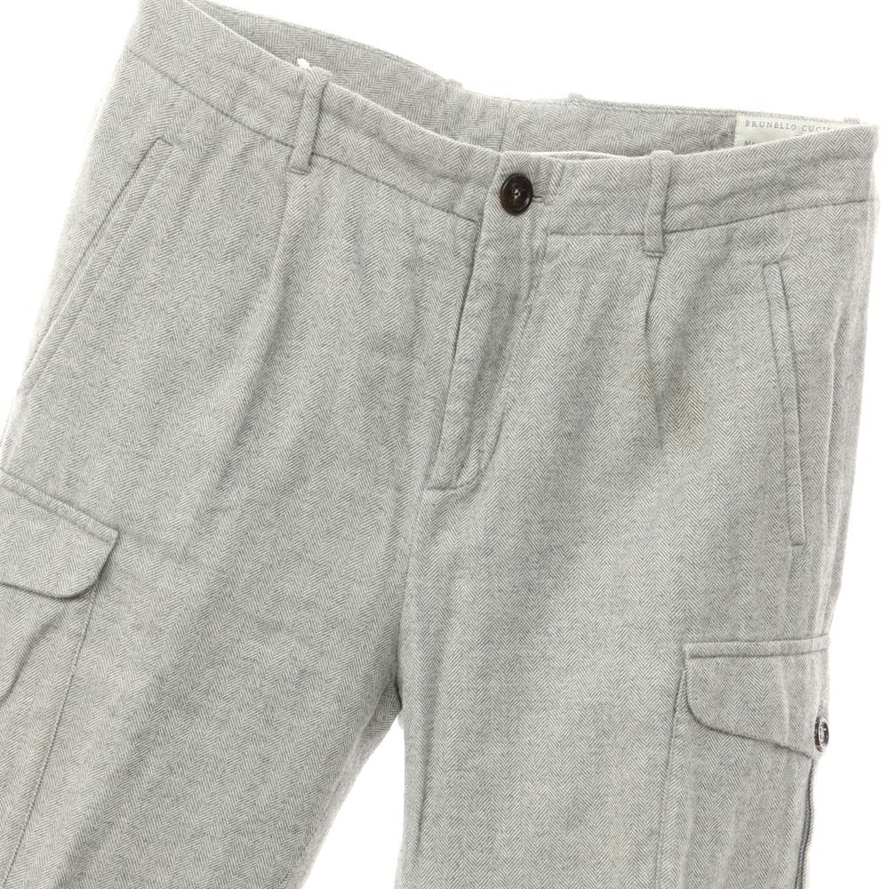 [Used] Brunello Cucinelli Herringbone Cotton Cargo Pants Gray x White [Size 46] [GRY] [A/W] [Condition Rank D] [Men&