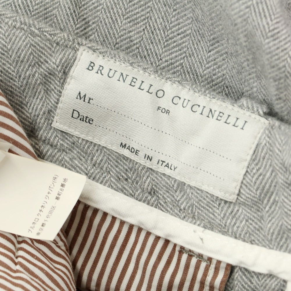 [Used] Brunello Cucinelli Herringbone Cotton Cargo Pants Gray x White [Size 46] [GRY] [A/W] [Condition Rank D] [Men&