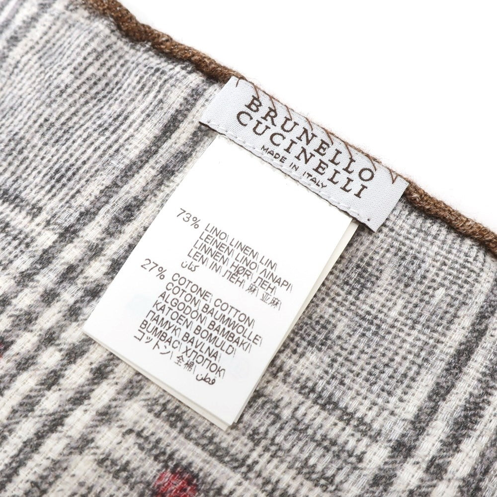 [Used] Brunello Cucinelli Linen Cotton Pocket Square Beige x Gray [BEI] [S/S] [Condition Rank B] ​​[Men&