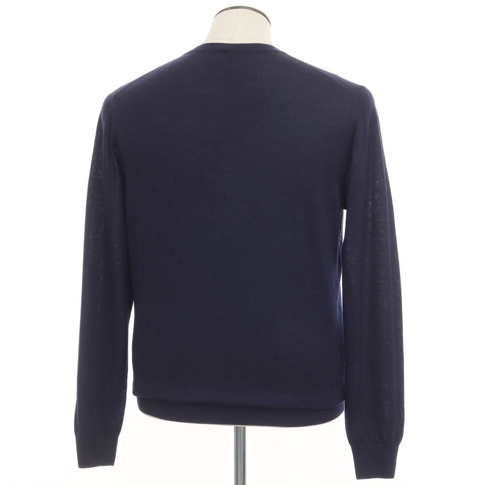 【中古】フェデーリ FEDELI カシミヤコットン クルーネック プルオーバーニット ダークネイビー【サイズ52】【NVY】【A/W】【状態ランクB】【メンズ】【768886】