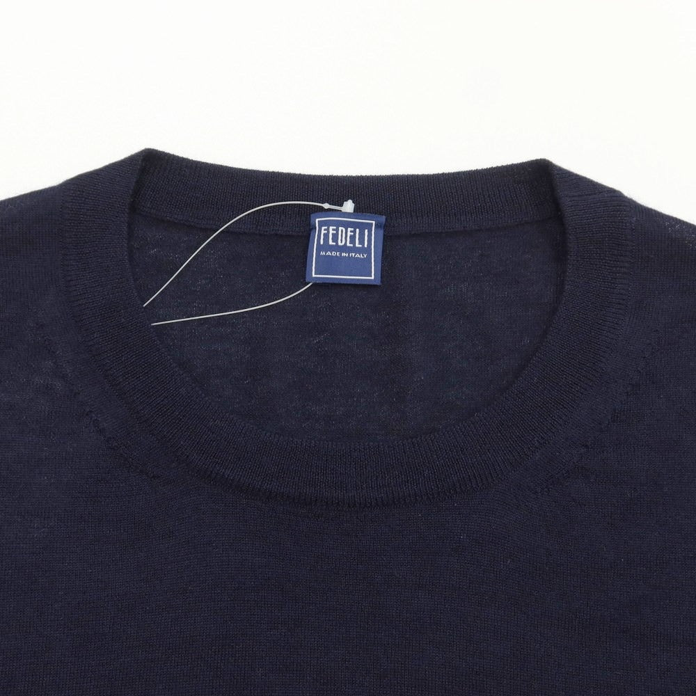 [Used] FEDELI Cashmere Cotton Crew Neck Pullover Knit Dark Navy [Size 52] [NVY] [A/W] [Condition Rank B] ​​[Men&