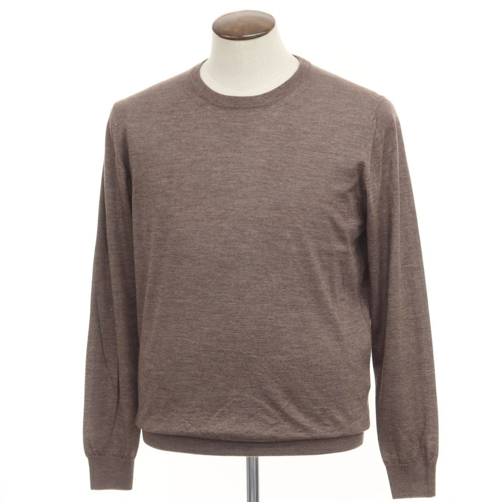 【中古】フェデーリ FEDELI カシミヤコットン クルーネック プルオーバーニット ブラウン【サイズ52】【BRW】【A/W】【状態ランクB】【メンズ】【768886】