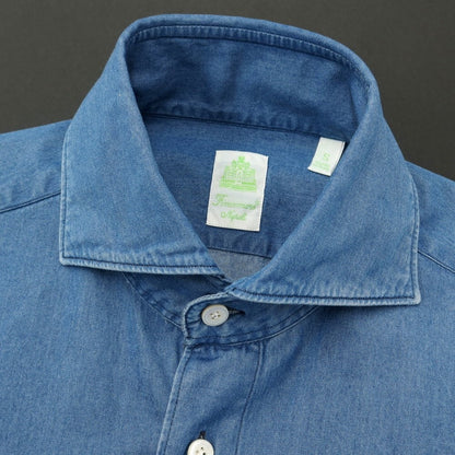 [Used] Finamore Cotton Horizontal Chambray Shirt Blue [Size S] [BLU] [S/S/A/W] [Condition Rank B] ​​[Men&