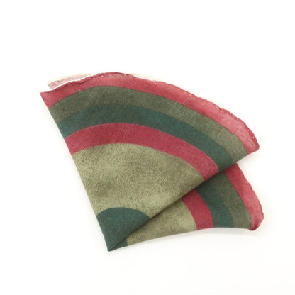 [Used] RODA Wool Silk Circle Pocket Square Olive Green x Red [GRN] [A/W] [Condition Rank B] ​​[Men&