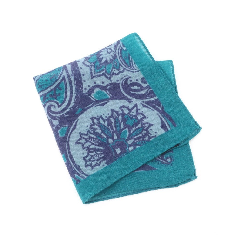 [Used] Finamore wool pocket square, blue green x navy [BLU] [A/W] [Condition rank B] ​​[Men&