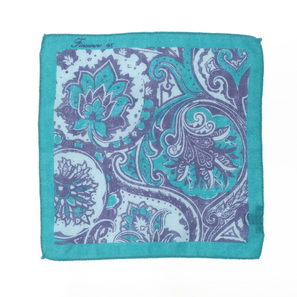 [Used] Finamore wool pocket square, blue green x navy [BLU] [A/W] [Condition rank B] ​​[Men&