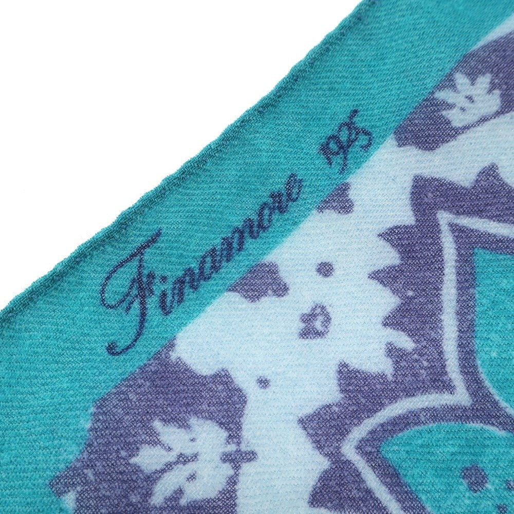 [Used] Finamore wool pocket square, blue green x navy [BLU] [A/W] [Condition rank B] ​​[Men&