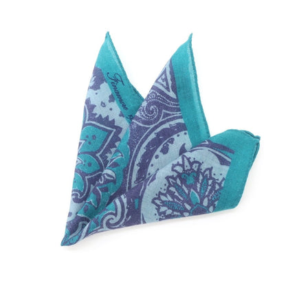 [Used] Finamore wool pocket square, blue green x navy [BLU] [A/W] [Condition rank B] ​​[Men&