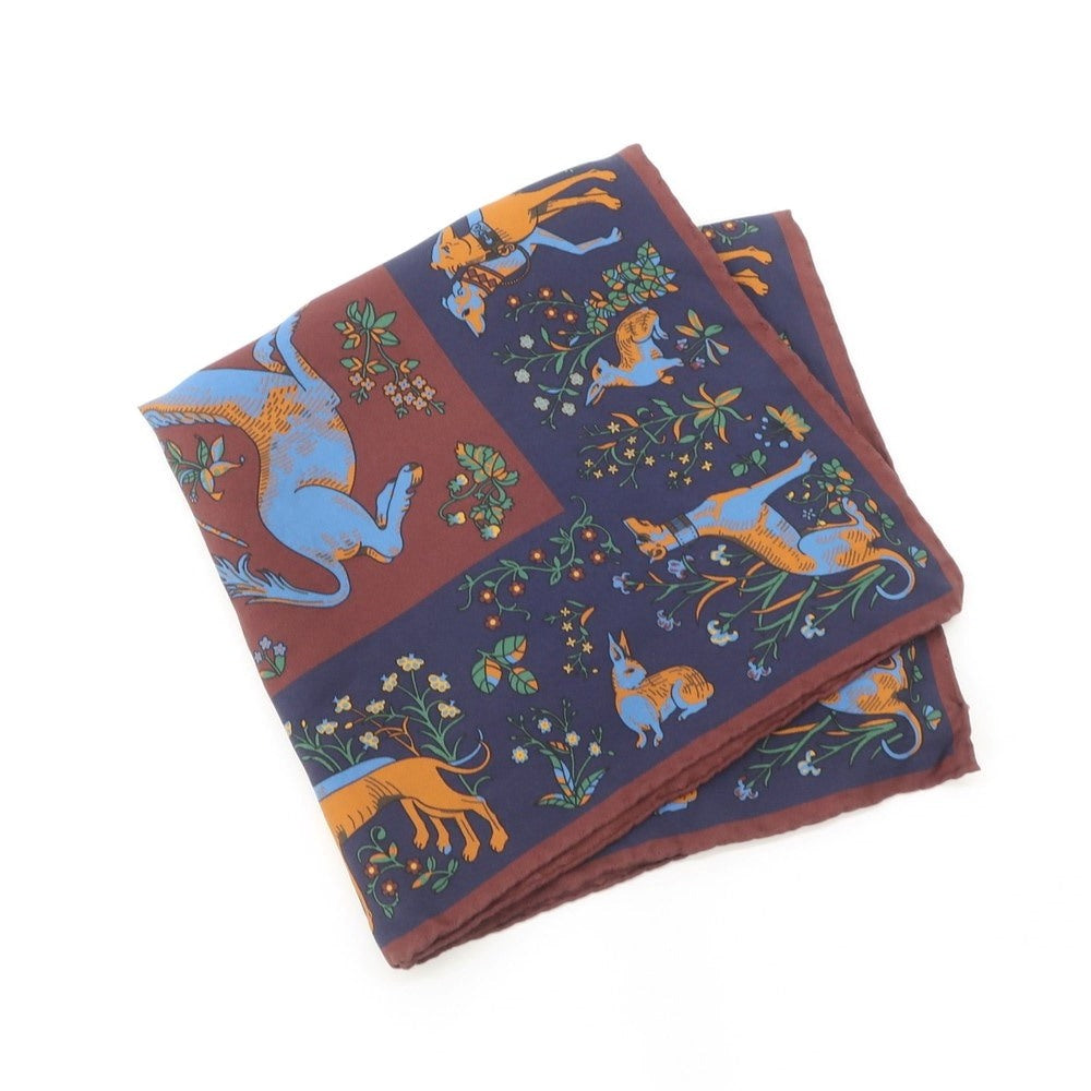 [Used] Personality Silk Pocket Square Navy x Brown [NVY] [S/S/A/W] [Condition Rank B] ​​[Men&