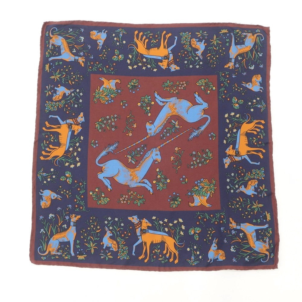 [Used] Personality Silk Pocket Square Navy x Brown [NVY] [S/S/A/W] [Condition Rank B] ​​[Men&