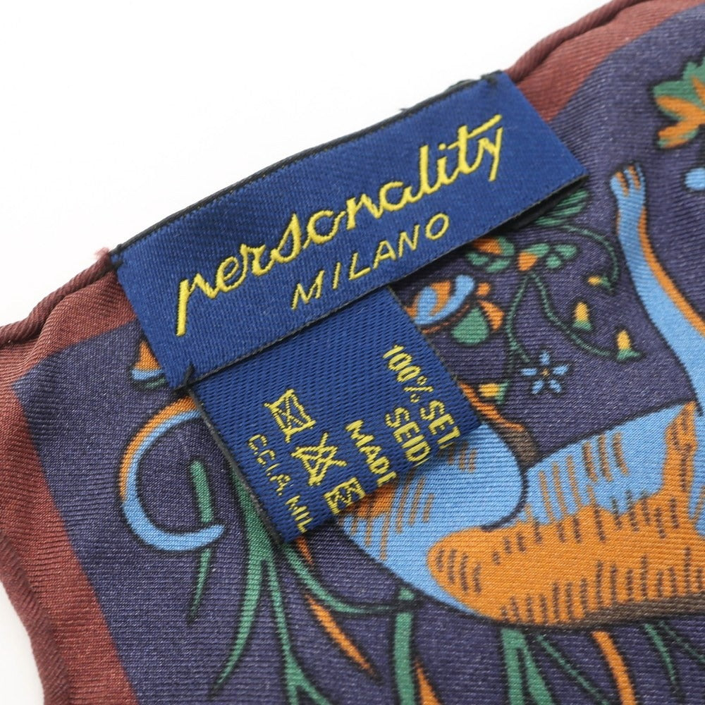 [Used] Personality Silk Pocket Square Navy x Brown [NVY] [S/S/A/W] [Condition Rank B] ​​[Men&