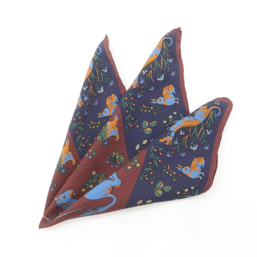 [Used] Personality Silk Pocket Square Navy x Brown [NVY] [S/S/A/W] [Condition Rank B] ​​[Men&