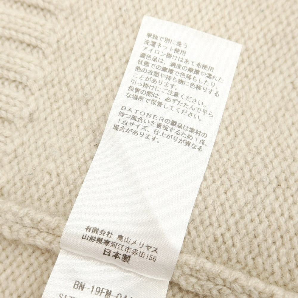 [Used] BATONER Cashmere Crew Neck Pullover Knit Light Beige [Size 2] [BEI] [A/W] [Condition Rank C] [Men&