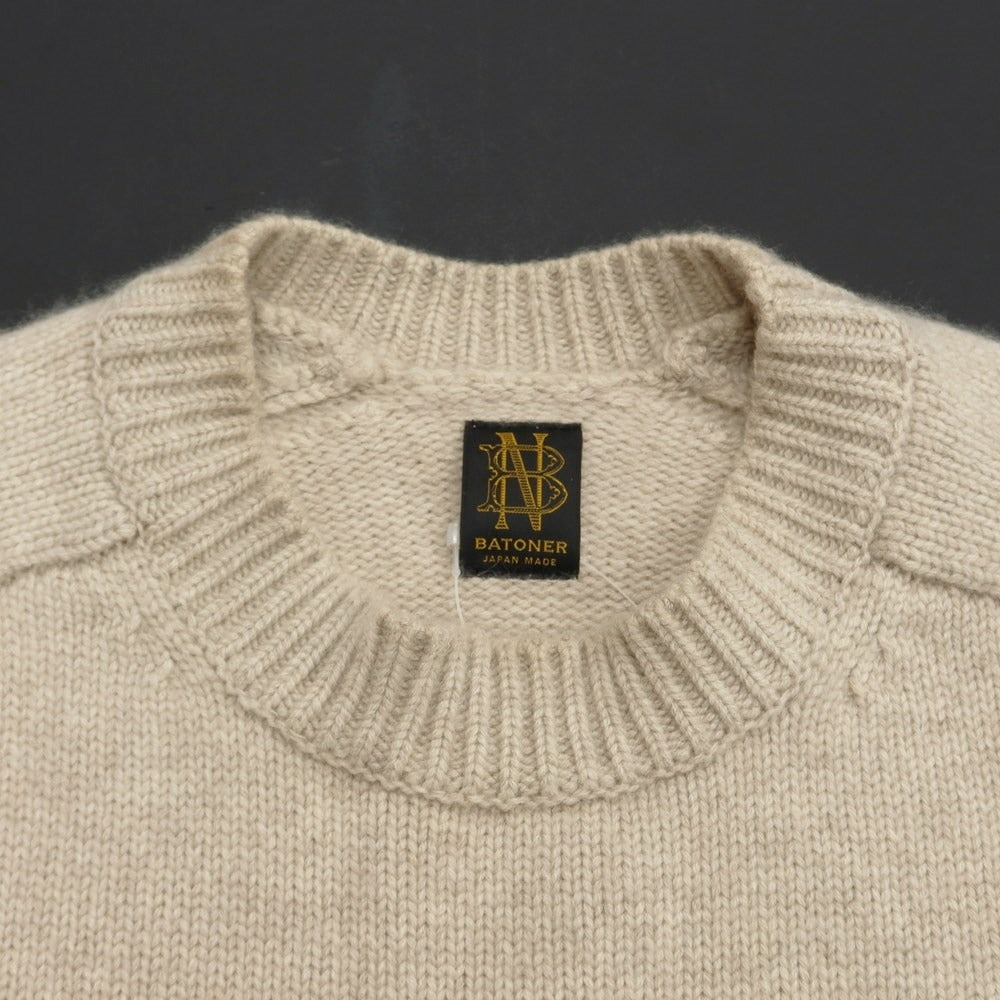 [Used] BATONER Cashmere Crew Neck Pullover Knit Light Beige [Size 2] [BEI] [A/W] [Condition Rank C] [Men&