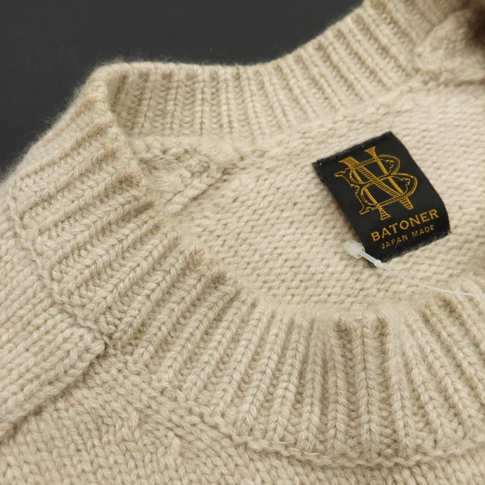 [Used] BATONER Cashmere Crew Neck Pullover Knit Light Beige [Size 2] [BEI] [A/W] [Condition Rank C] [Men&