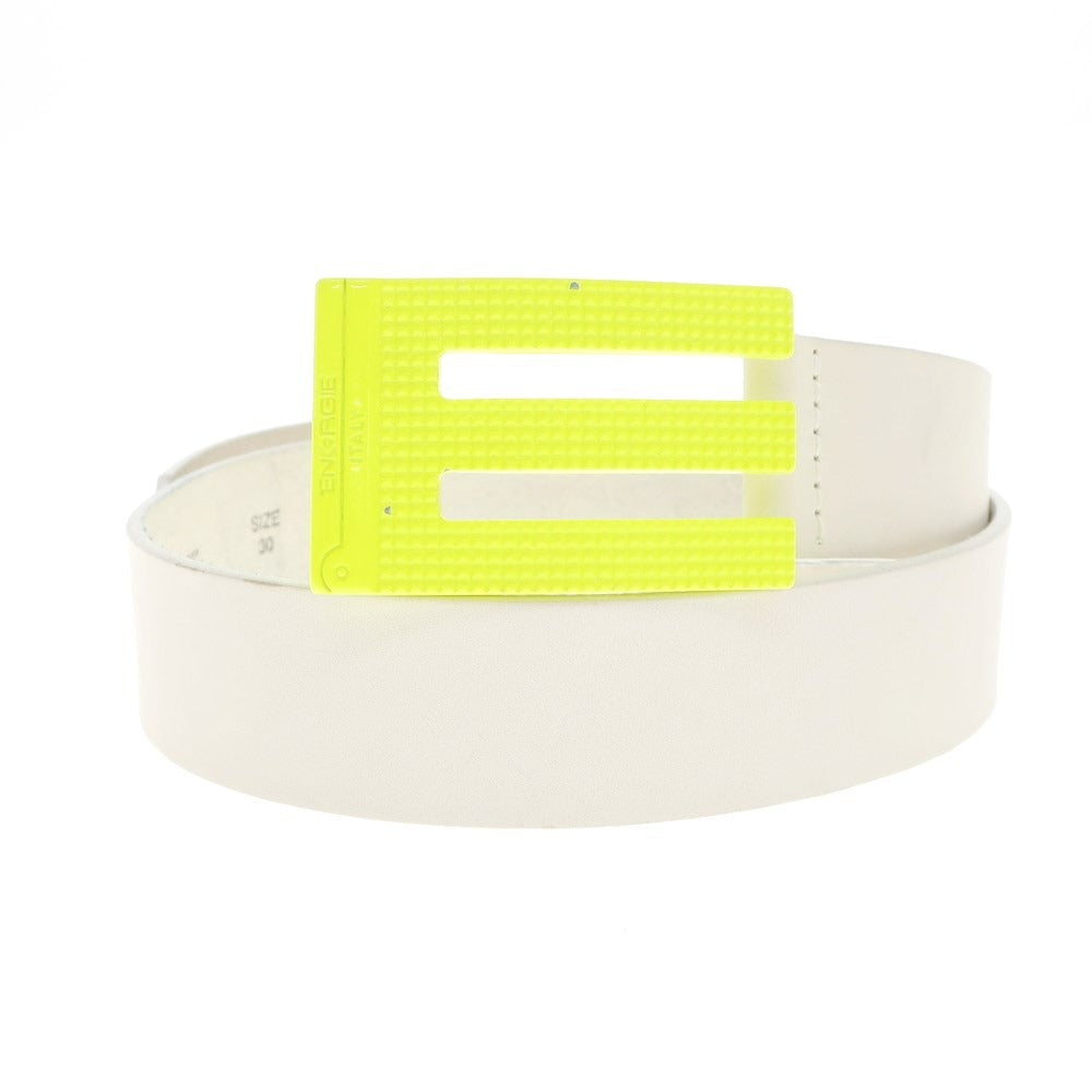 [Used] ENERGIE Leather Buckle Belt White x Neon Yellow [Size 30] [WHT] [S/S/A/W] [Condition Rank C] [Men&