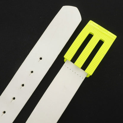 [Used] ENERGIE Leather Buckle Belt White x Neon Yellow [Size 30] [WHT] [S/S/A/W] [Condition Rank C] [Men&