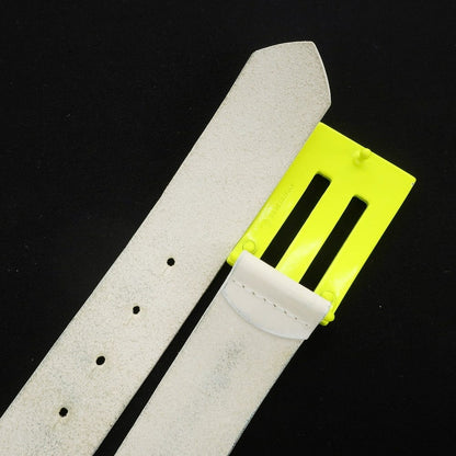 [Used] ENERGIE Leather Buckle Belt White x Neon Yellow [Size 30] [WHT] [S/S/A/W] [Condition Rank C] [Men&