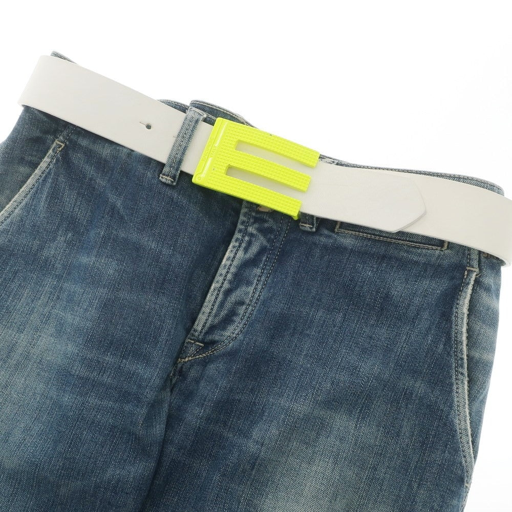[Used] ENERGIE Leather Buckle Belt White x Neon Yellow [Size 30] [WHT] [S/S/A/W] [Condition Rank C] [Men&