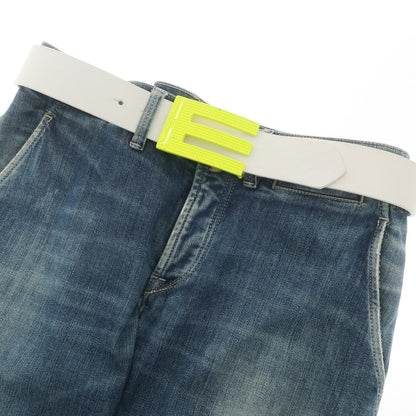 [Used] ENERGIE Leather Buckle Belt White x Neon Yellow [Size 30] [WHT] [S/S/A/W] [Condition Rank C] [Men&