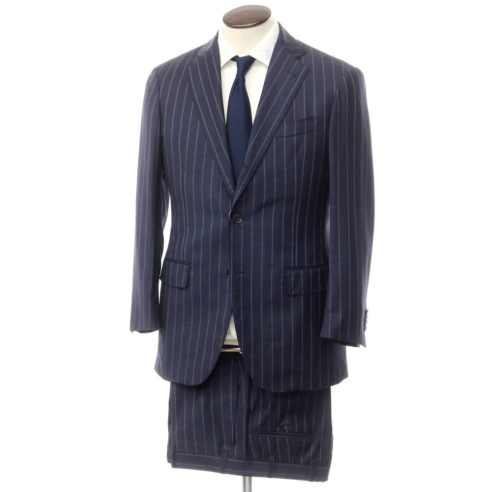 [Used] Artigianale Wool Striped 3-Button Suit Navy x Light Blue [50] [Condition Rank C] [Men&