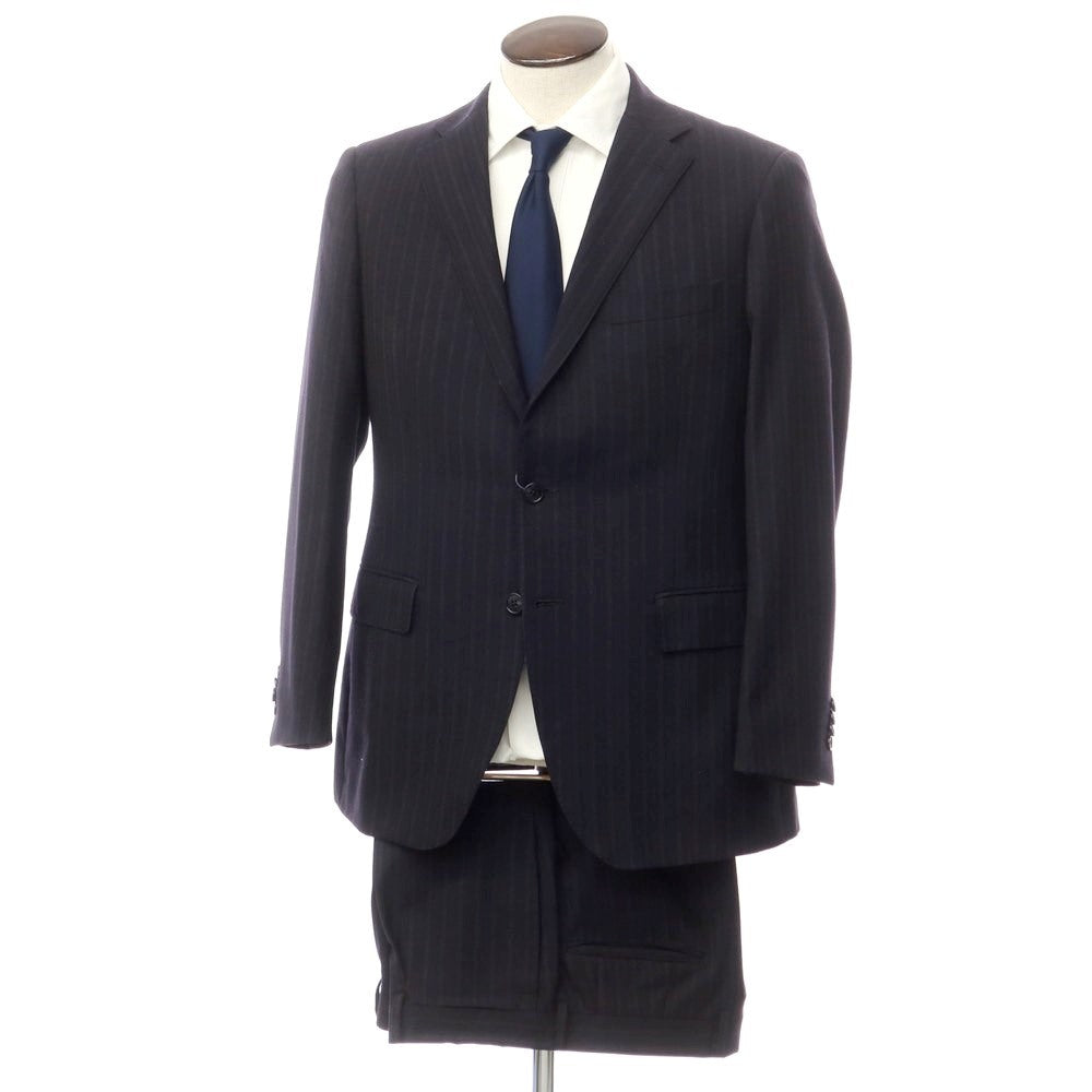 [Used] Mitsumine Wool Striped 3-Button Suit, Dark Navy [AB6/89] [Condition Rank D] [Men&