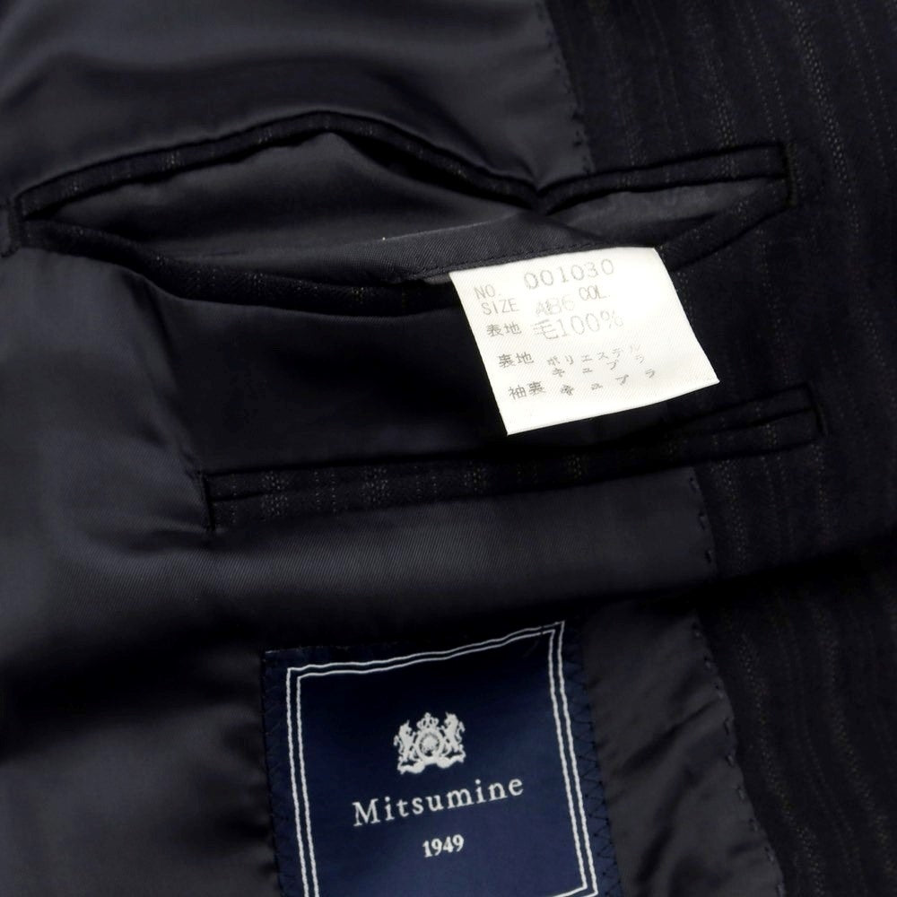 [Used] Mitsumine Wool Striped 3-Button Suit, Dark Navy [AB6/89] [Condition Rank D] [Men&