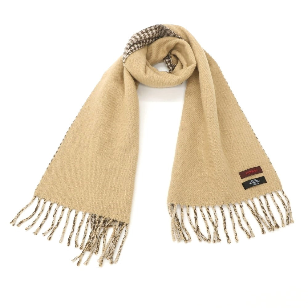 【中古】ダーバン D’URBAN ウールカシミヤ ガンクラブチェック ダブルフェイス マフラー ベージュxキャメル系【BRW】【A/W】【状態ランクB】【メンズ】【768796】