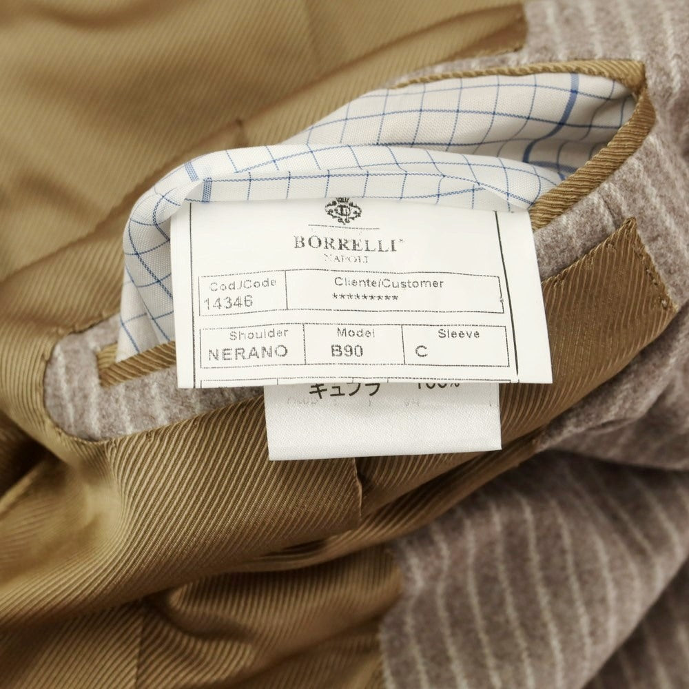 [Used] [Unused] Luigi Borrelli Wool Cashmere Striped 3-Button Suit Greige x White [46] [Condition Rank S] [Men&