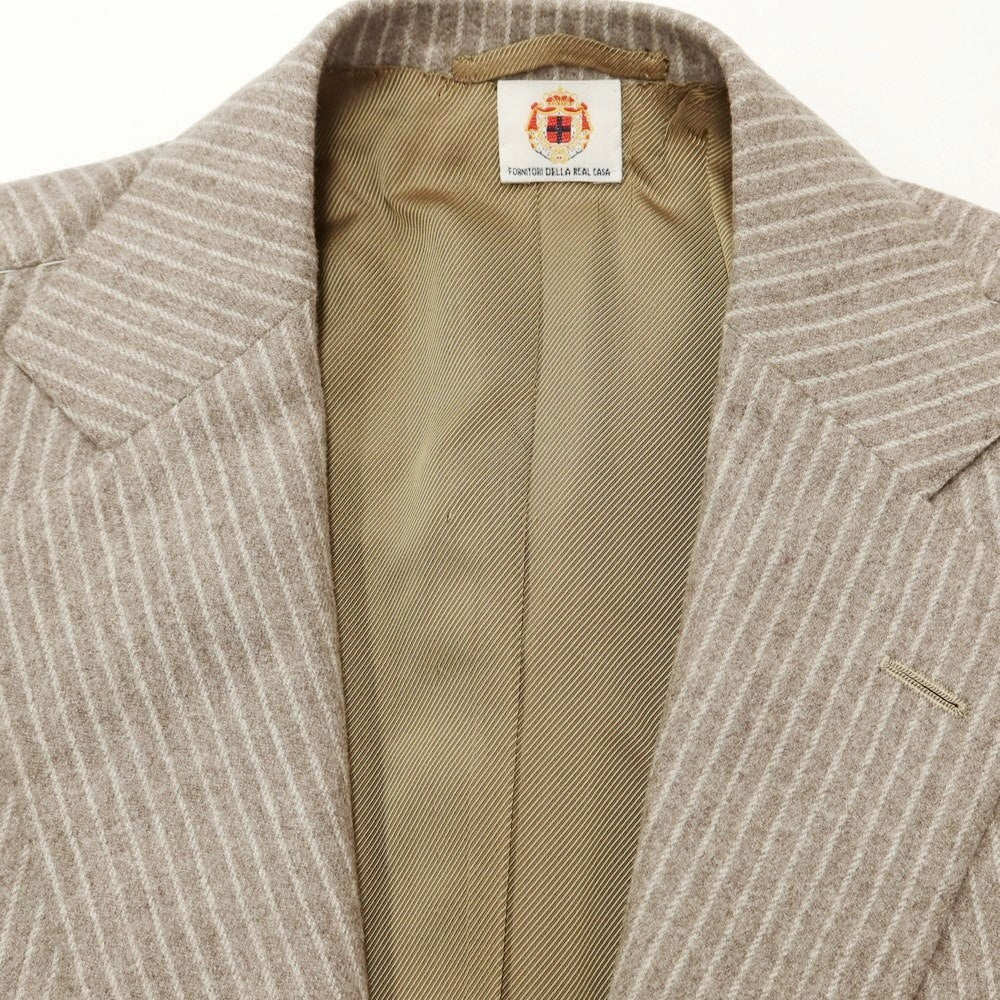 [Used] [Unused] Luigi Borrelli Wool Cashmere Striped 3-Button Suit Greige x White [46] [Condition Rank S] [Men&