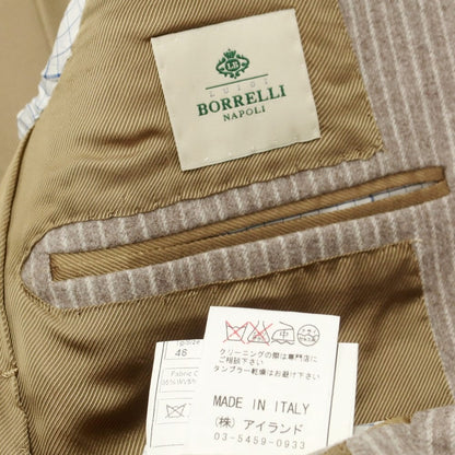 [Used] [Unused] Luigi Borrelli Wool Cashmere Striped 3-Button Suit Greige x White [46] [Condition Rank S] [Men&