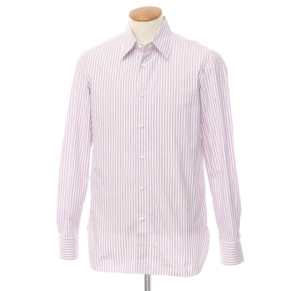 [Used] Luigi Borrelli Cotton Striped Regular Collar Dress Shirt White x Purple [Size 39] [PUP] [S/S/A/W] [Condition Rank C] [Men&